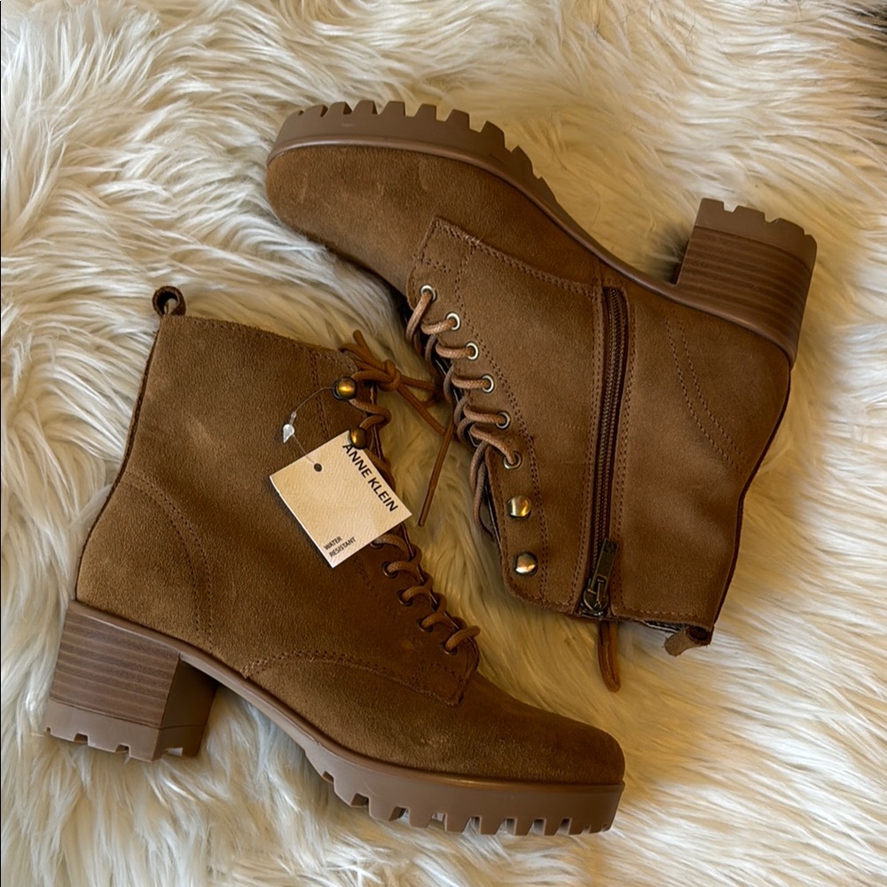 Brown Suede Lace-Up Ankle Boots - Picture 3 of 10